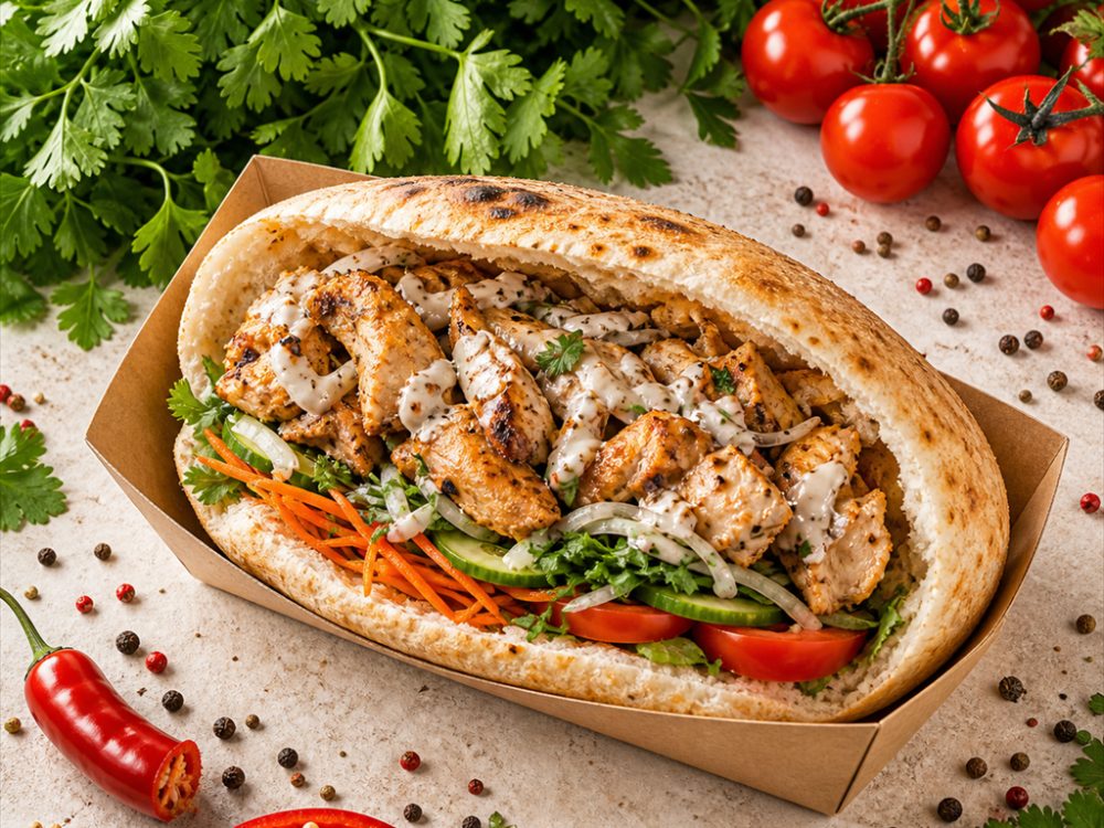 Донар с курицей в тандырной лепёшке