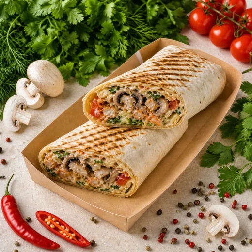 Грибная шаурма с курицей