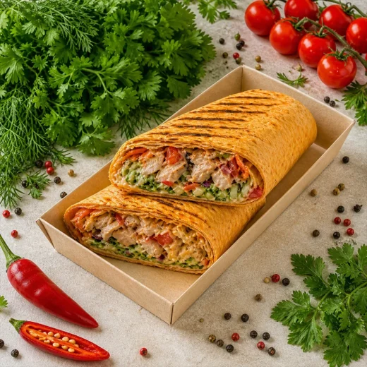 Шаурма с курицей в сырном лаваше